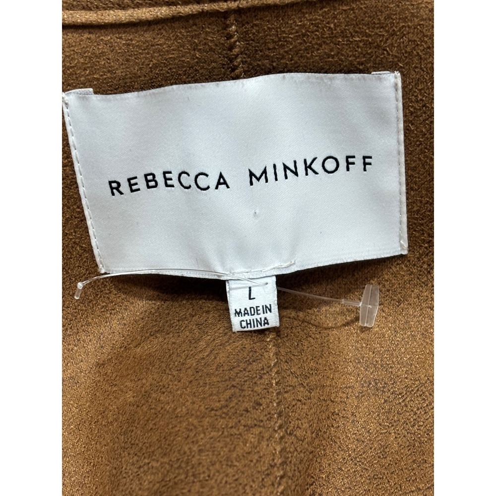 Rebecca Minkoff Shacket Womens L Brown Sherpa Long Teddy Coat Faux Suede Lining - Picture 5 of 11